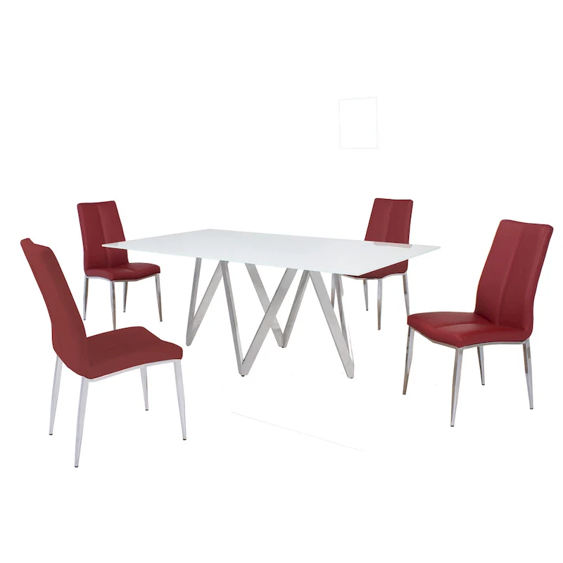 Somette Alyssa Starphire White 5-Piece Dining Set