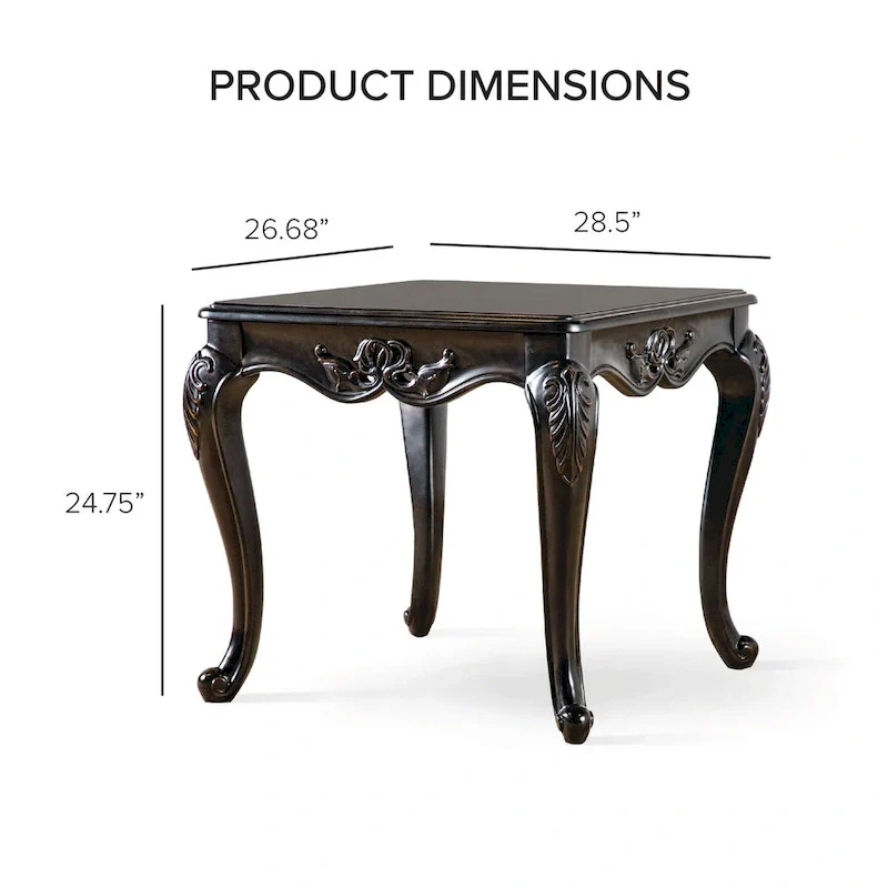 Furniture of America Clarissa Traditional Solid Wood End Table with Carved Legs