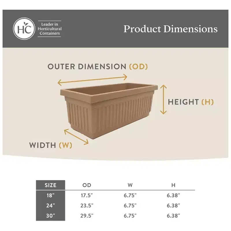 The HC Companies 18-Inch Venetian Window Planter Box with Drain Plug, Clay