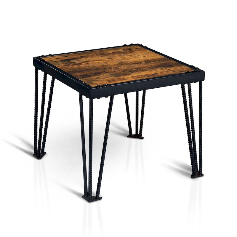 Fizi Industrial Black 24-inch Metal Square Side Table by Furniture of America