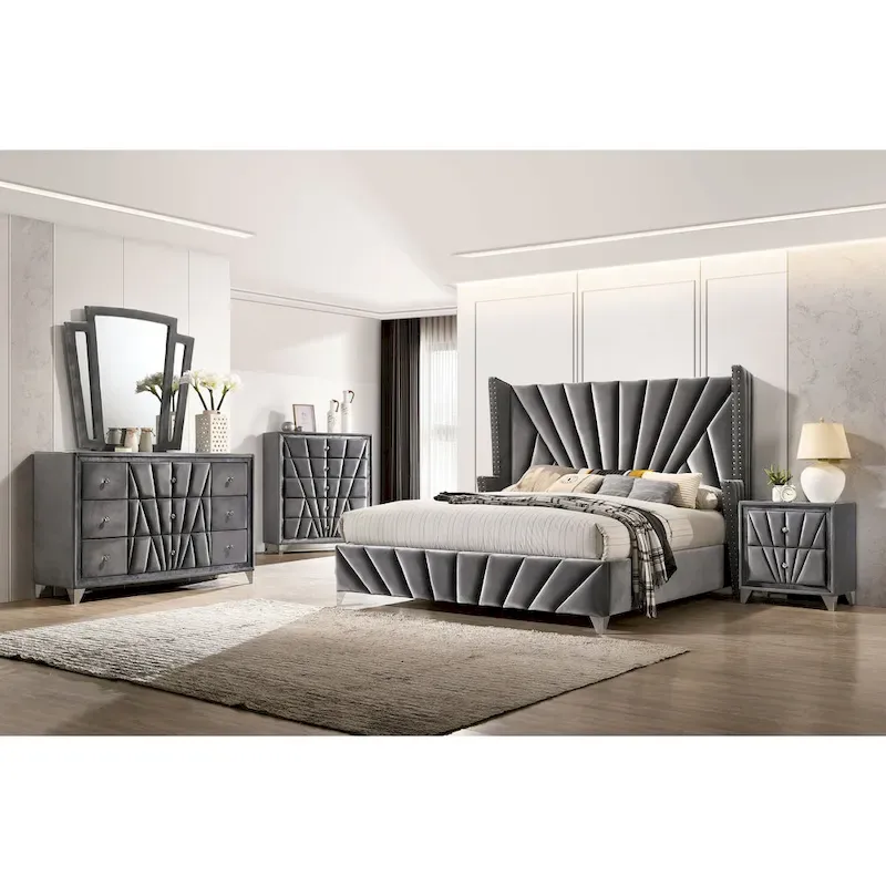 Traditional upholstered bed