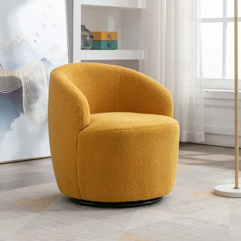 Teddy Fabric Swivel Accent Barrel Chair With Powder Coating Metal Ring