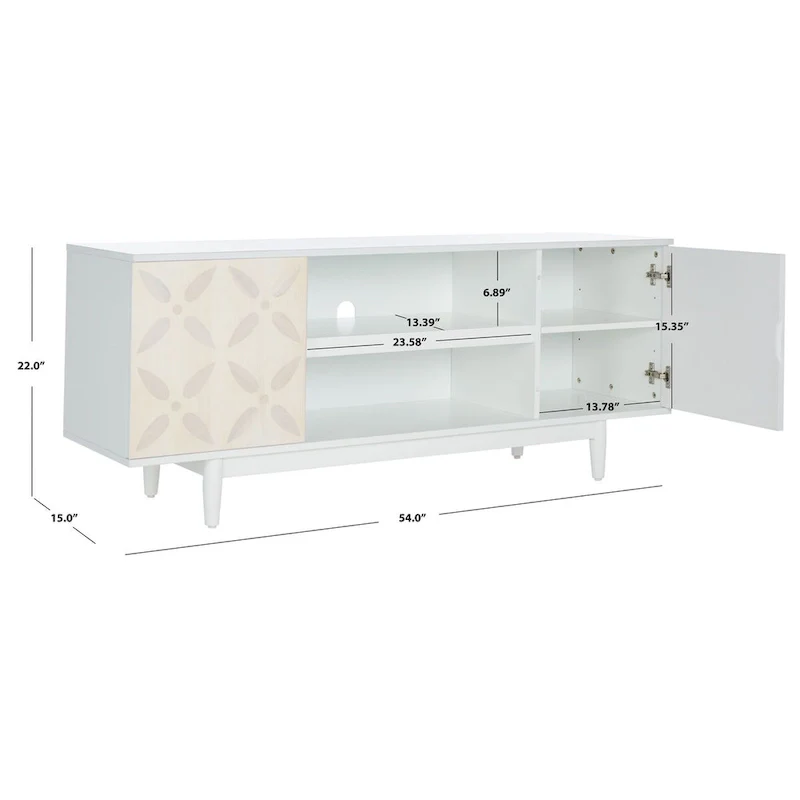 SAFAVIEH Krysta 3 Shelf Patterned Media Stand - 54 W x 15 D x 22 H - 54Wx15Dx22H
