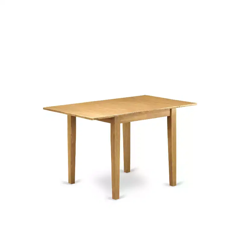 HomeStock Belmont 5Pc Dinette Set for Small Spaces Includes a Dining Room Table and 4 Dinette Chairs with Linen Fabic Seat and Slat Back, Oak Finish