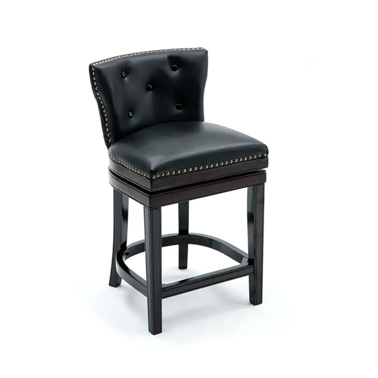 Solid Wood Genuine Leather Swivel Bar Stool