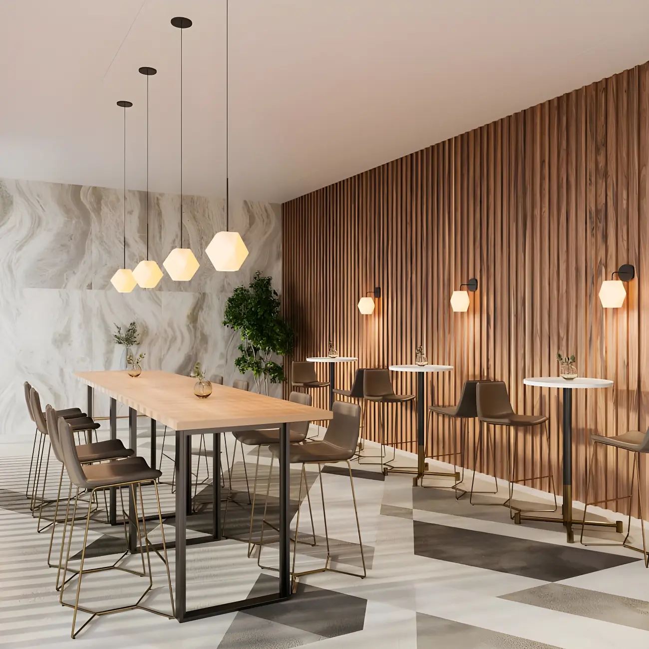 Industrial Walnut Rectangular Large Dining Bar Table