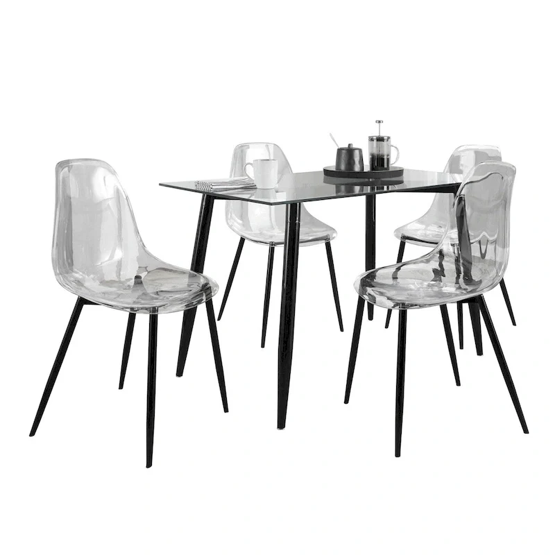 Carson Carrington Barton 5-Piece Clear Acrylic Rectangular Dining Set