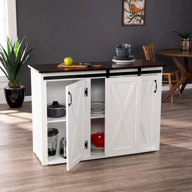 SEI Furniture Livendale White Kitchen Island w/ Storage