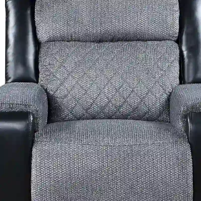 39  Black And Gray Faux Leather And Fabric Manual Recliner
