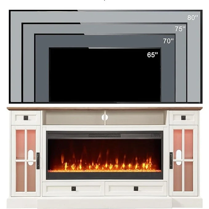 70 Farmhouse Fireplace TV Stand, Entertainment Center, Console Table