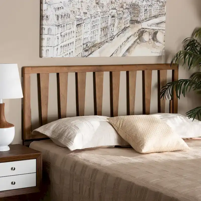 Duncan Contemporary Ash Walnut Finished Wood Headboard