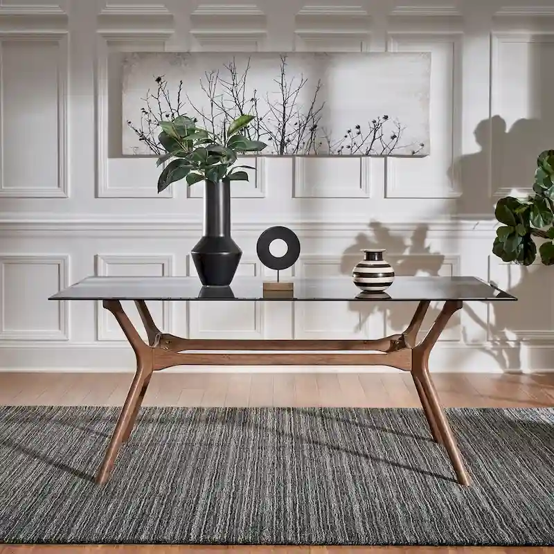 Mid-Century Dark Walnut Rectangular Dining Table