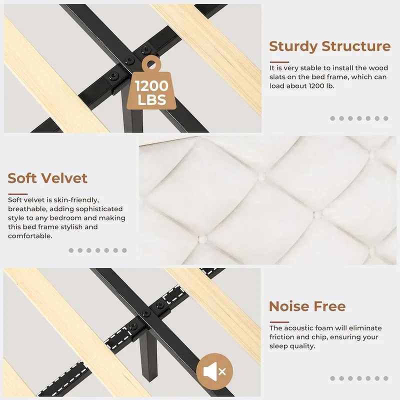 LED Bed Frame with 51.2  Tall Headboard Charging Station