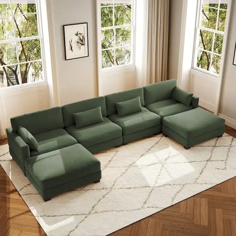 U Shaped Couch Sectional Sofa with Ottoman