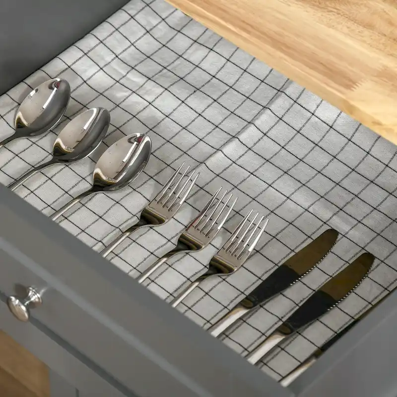 Rolling Kitchen Island Cart with Drawer and Cabinet - Black/Grey/Cream White