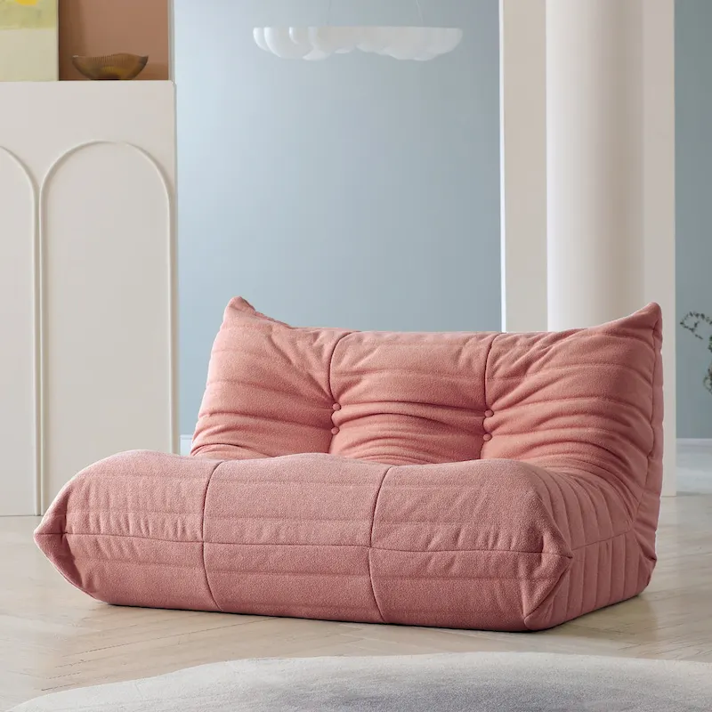 Pink Teddy Velvet Lazy Floor Sofa, 1/2/3-Seat