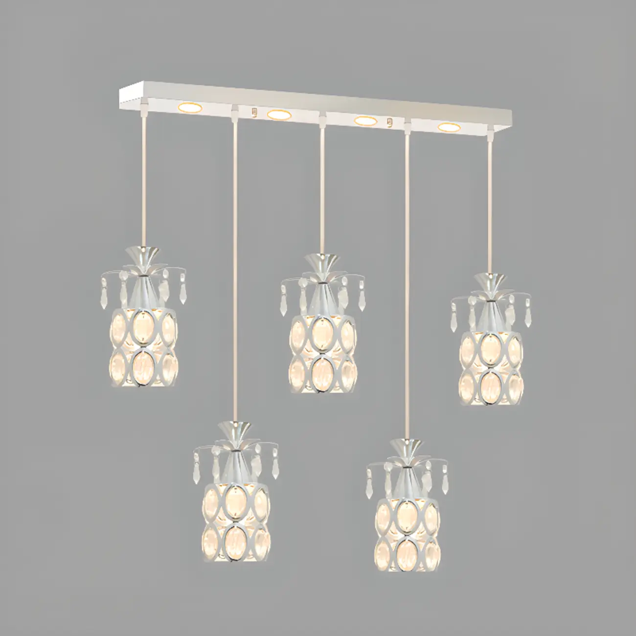 Elegant Cylinder Crystal Kitchen Island Pendant Light with Spotlight