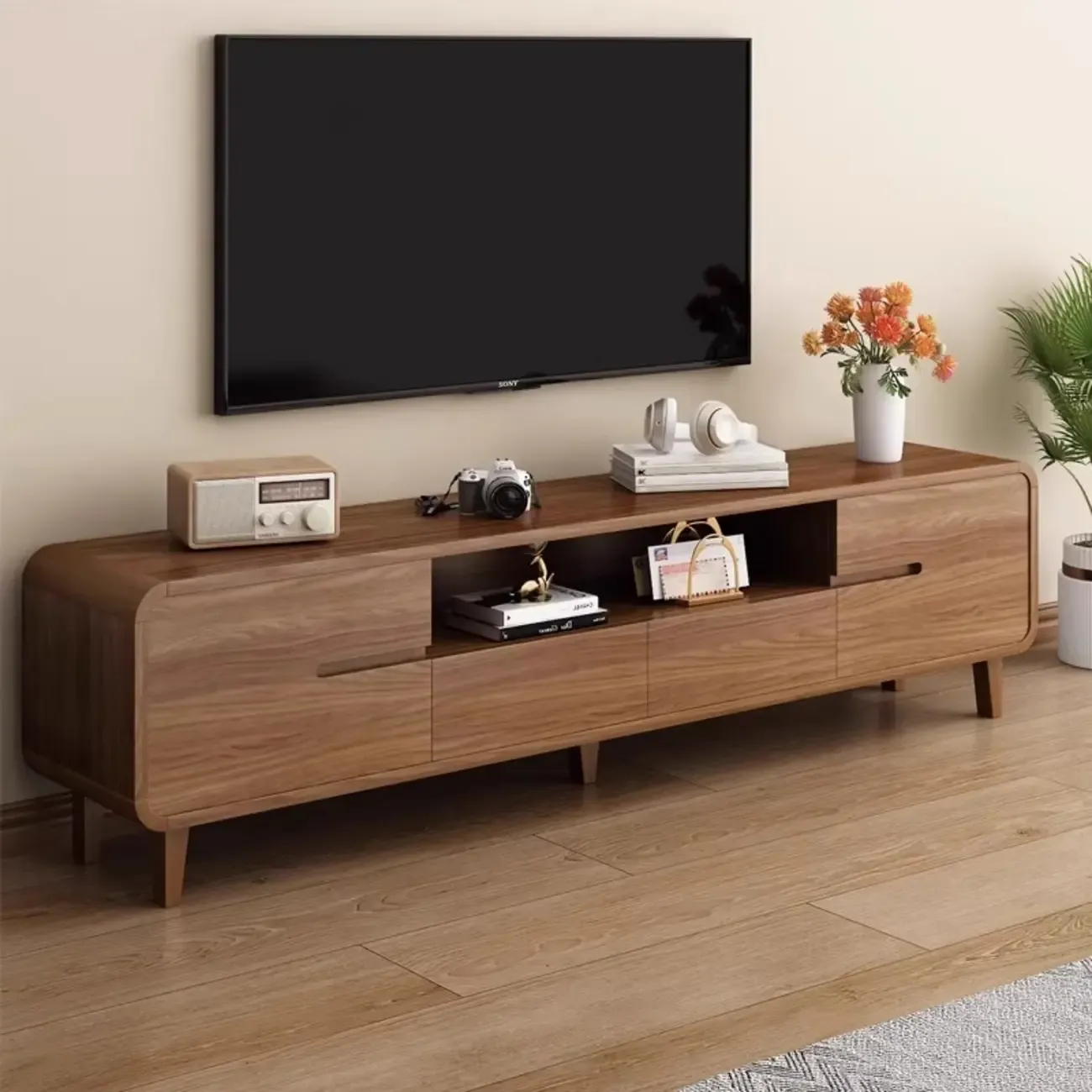 Modern wooden TV cabinet with storage