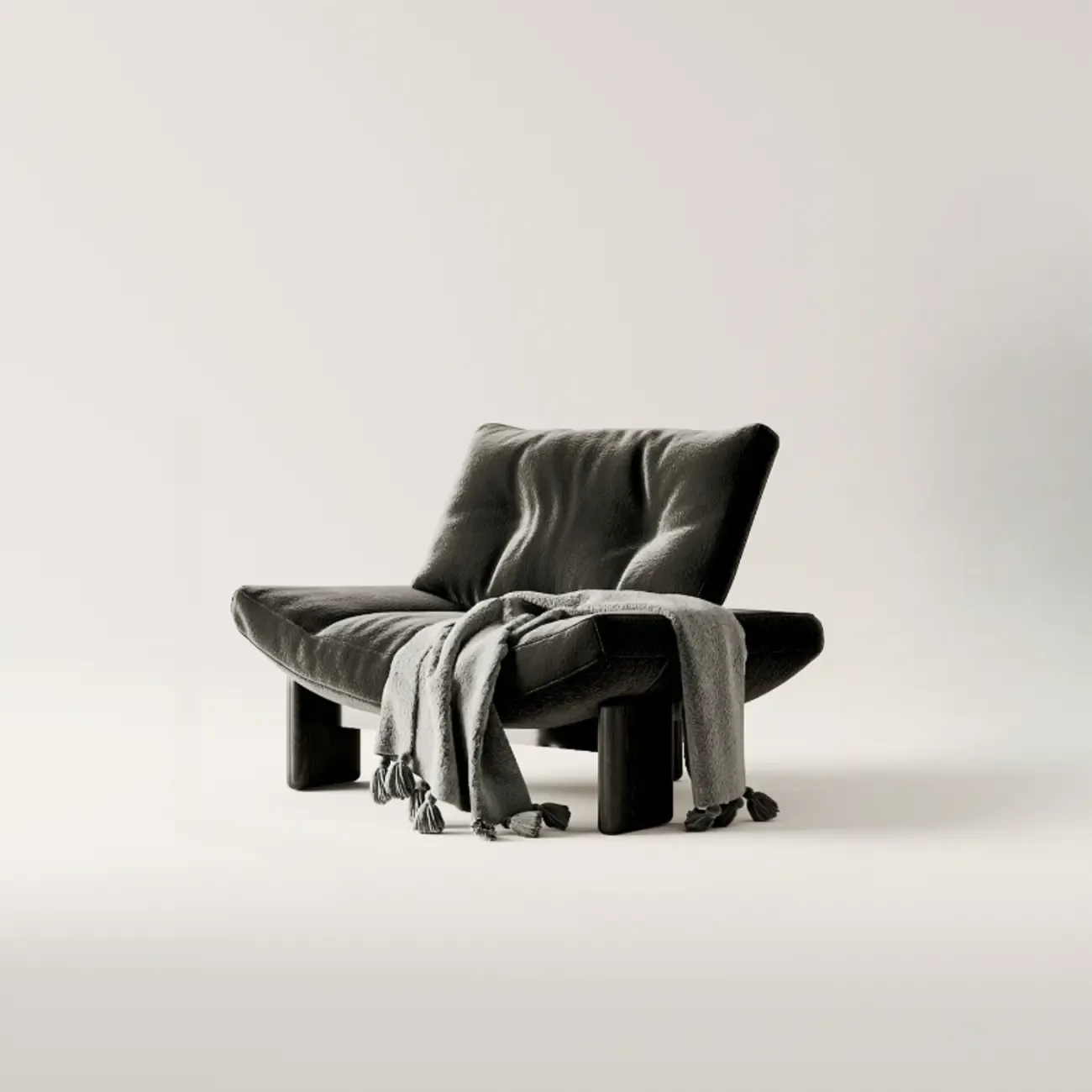 Contemporary Black Tufted Armless Chenille Accent Chair