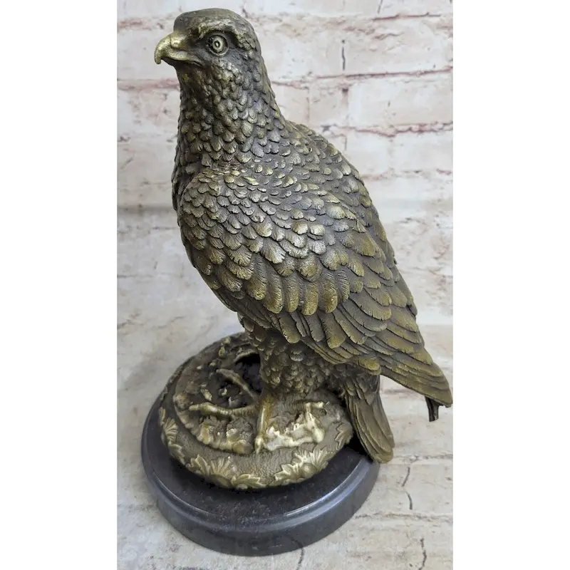 Guardian Eagle Hawk Bird Bronze Statue Sculpture Figure 12 Inches X 9 Inches