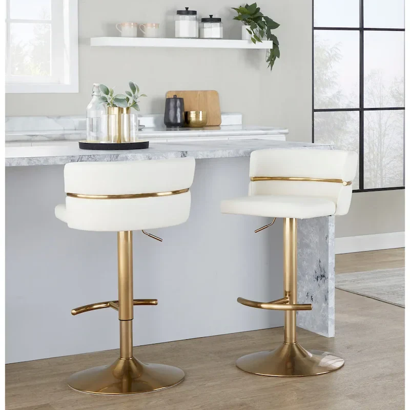 Adjustable Bar Stools with Rounded T Footrest Set of 2