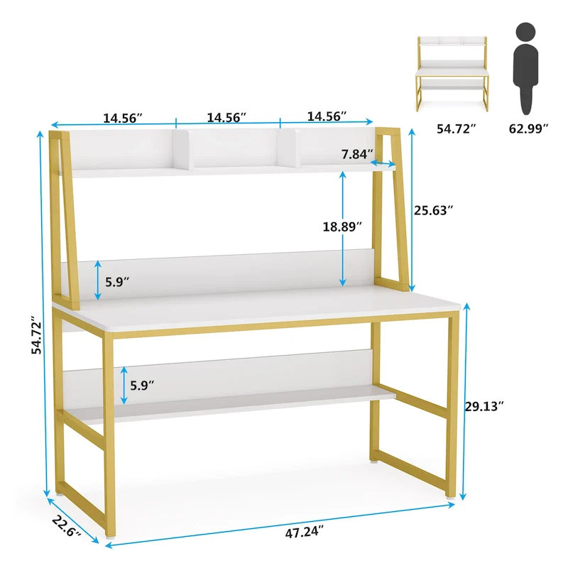 Computer Desk with Hutch and Bookshelf,Home Office Desk,Study Writing Table