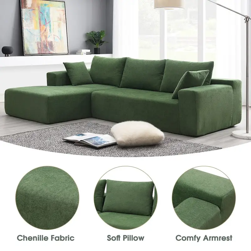 109*68  L-Shape Modular Sectional Living Room Sofa Set Couch Upholstered Sleeper Sofa Free Combination