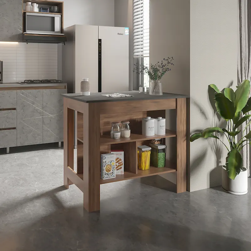 Kitchen Island with Three Shelves