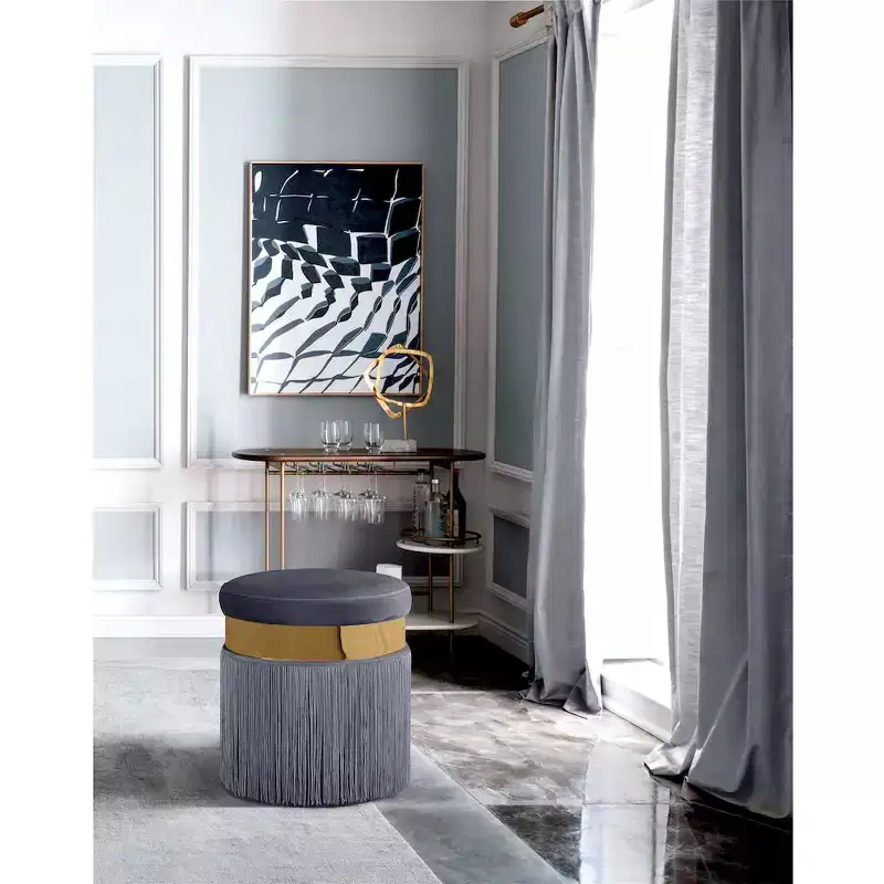 Meridian Furniture,Yasmine Velvet Ottoman/Stool