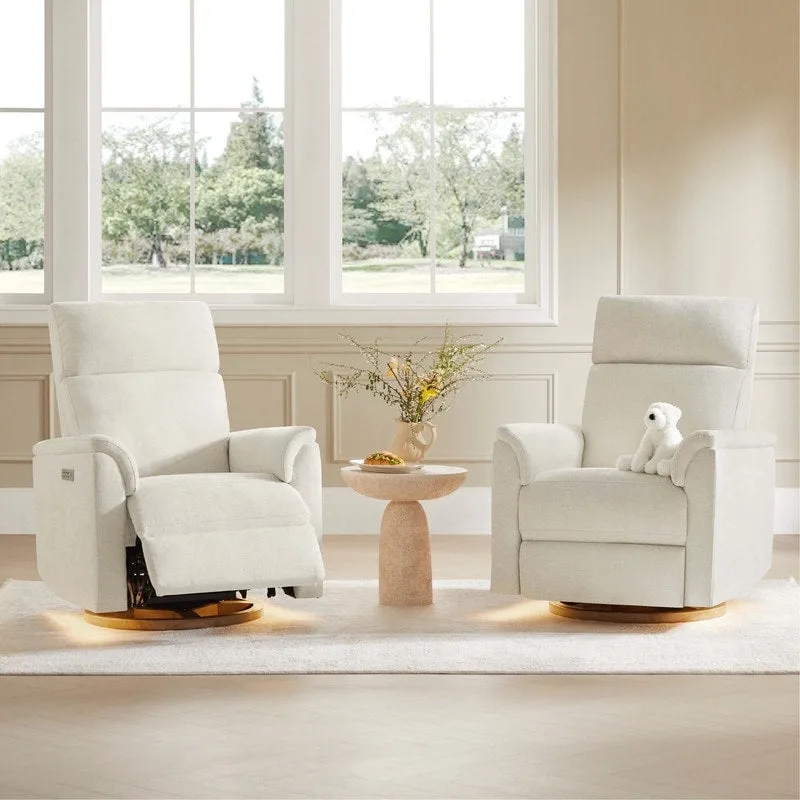 Power Swivel Nursery Recliner Chair with Nightlight