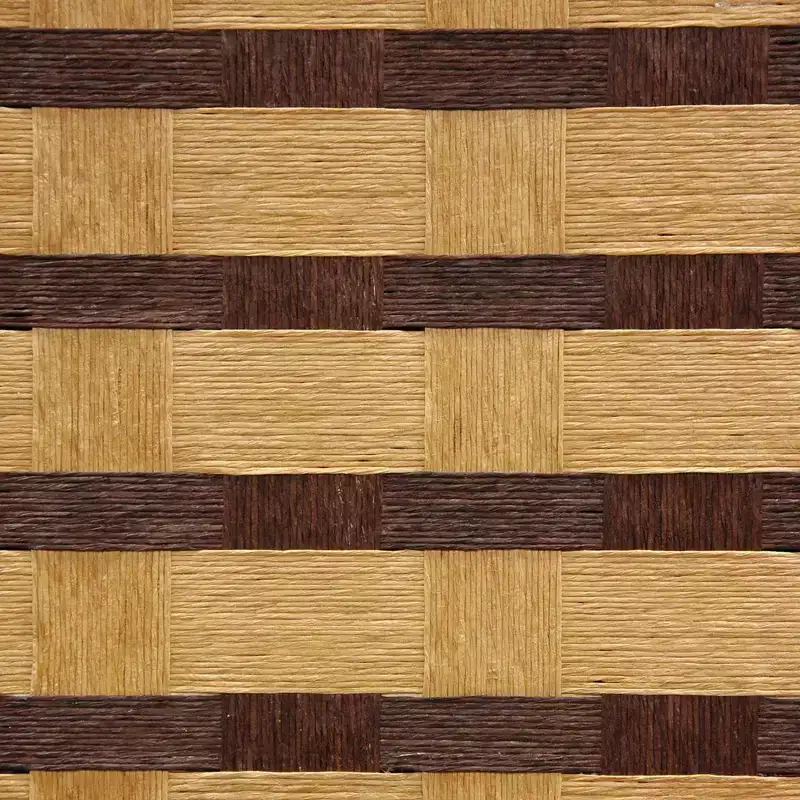 Two-Tone Natural Fiber Room Divider - Oriental Furniture: 6-Panel Folding Privacy Screen, Basket Weave Design