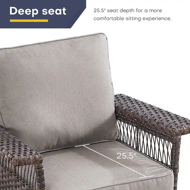 Gymojoy Patio Wicker Rattan Club Chairs - Brown