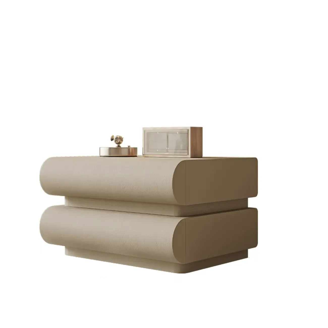 Modern Bedside Table with 3 Drawers in Off-White