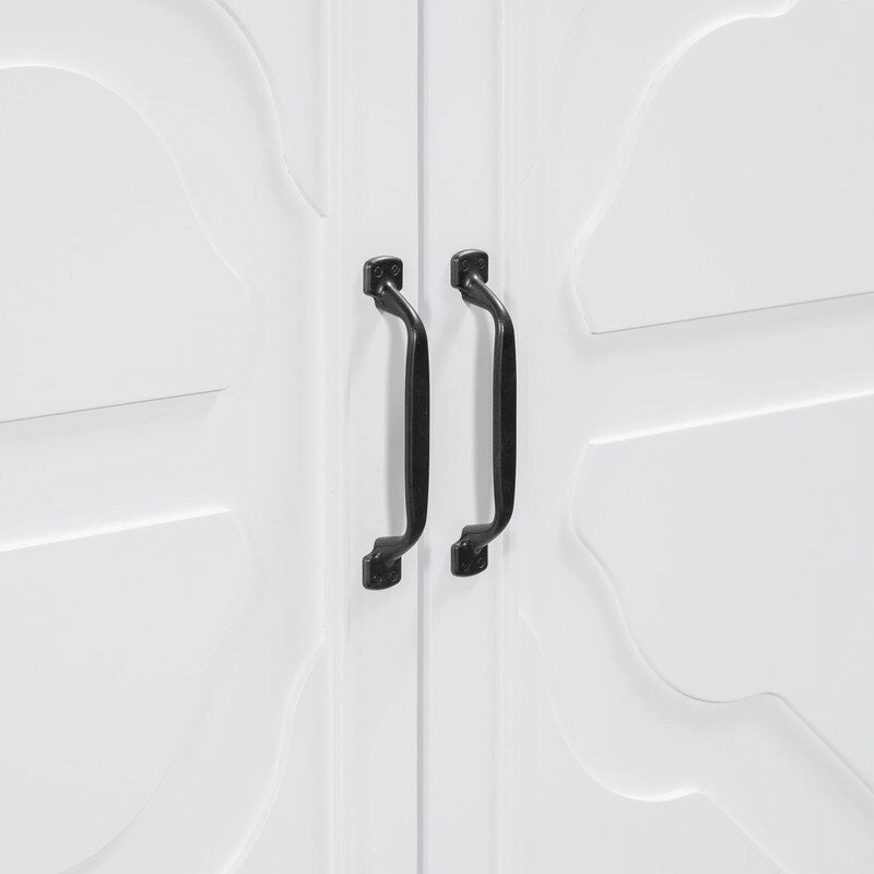 Rustic Wooden Sideboard - Pine Doors & Legs, 4 Metal Handles - Hallway, Entryway, Living or Dining Room