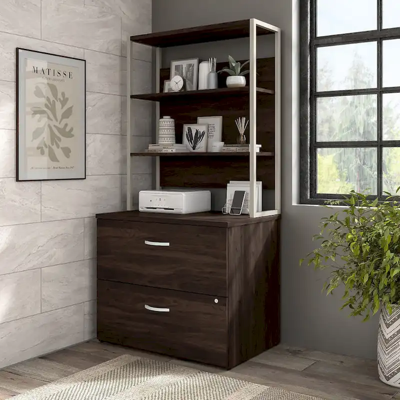 2-Drawer Lateral File Cabinet with Open Shelves