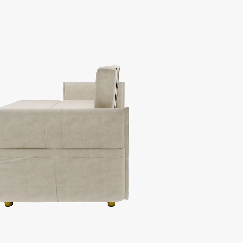 L-Shape Sofa Bed with Scratch-Resistant Fabric and Solid Wood Frame