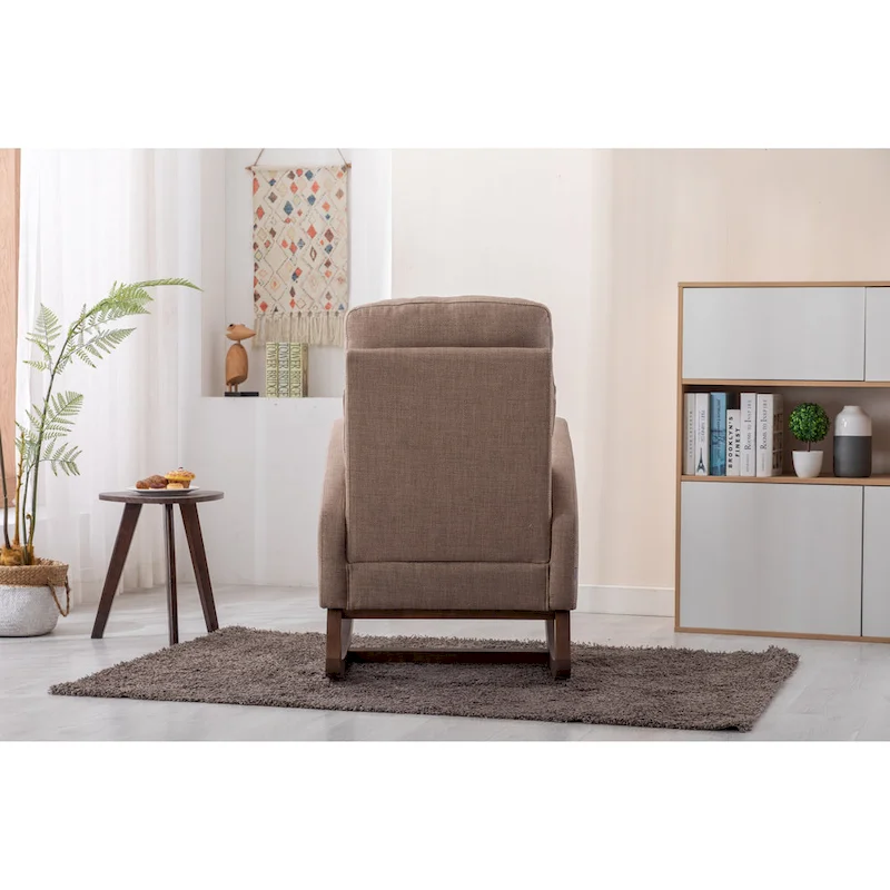 Modern 27  Upholstered Rocking Chair with Wood Legs and Side Pocket