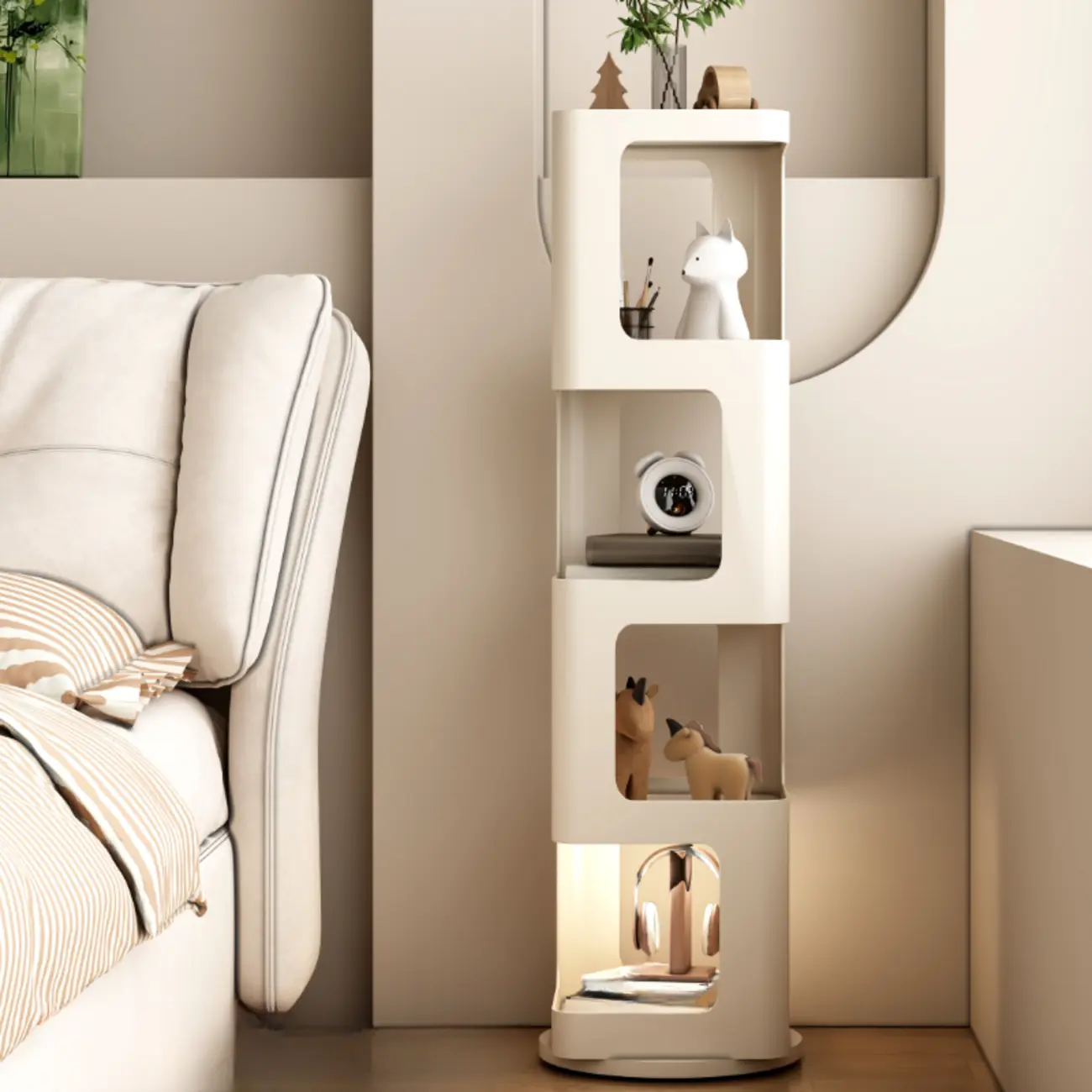 Chic Rotatable 4-Tier Vertical Metal Open Back Bookcase
