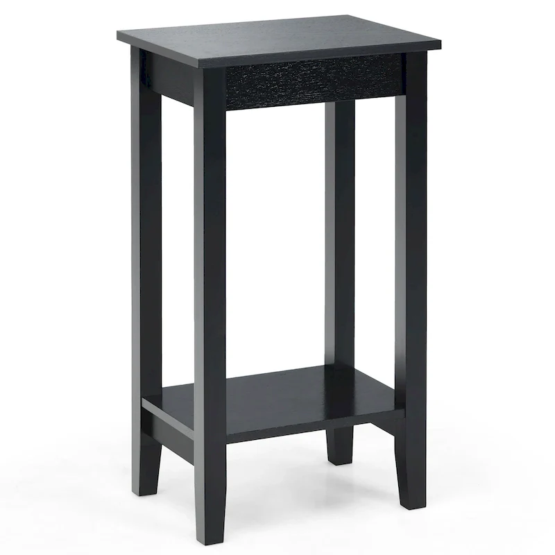 Tall Nightstand 2 Tier End Table Sofa Narrow Bedside Table