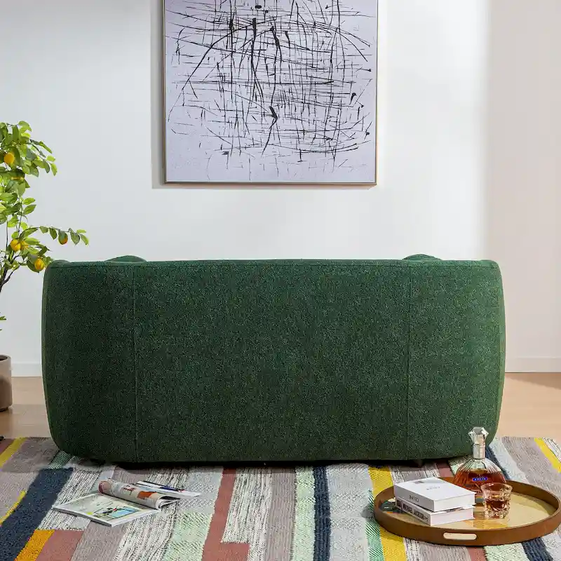 Boucle Loveseat - Natural Fabric, Mid-Century Modern, Seats 2