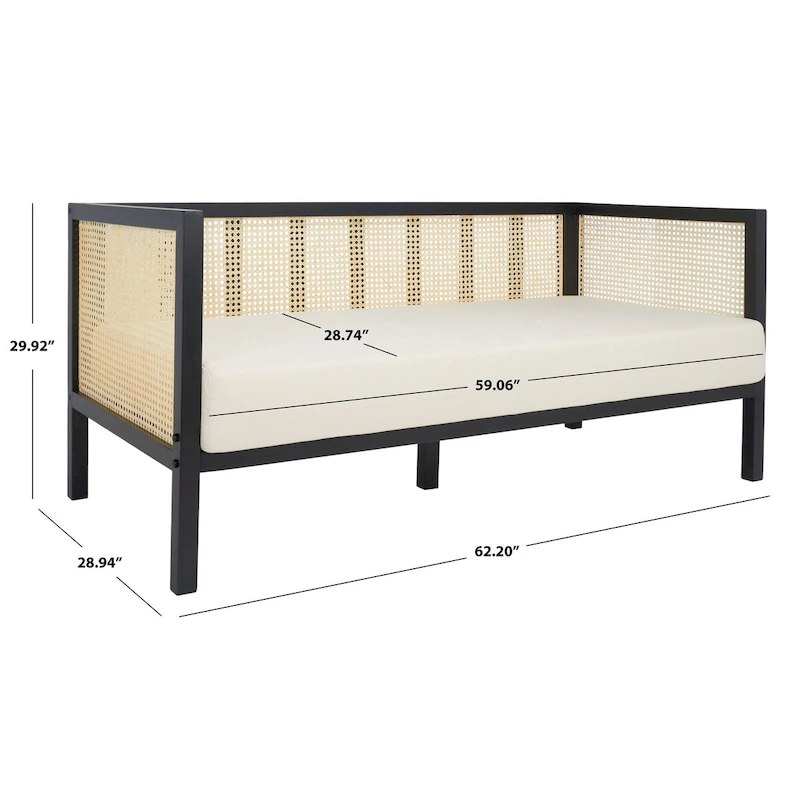 SAFAVIEH Mandie Rattan Sofa - 29  W x 62  D x 30  H - 29Wx62Dx29H