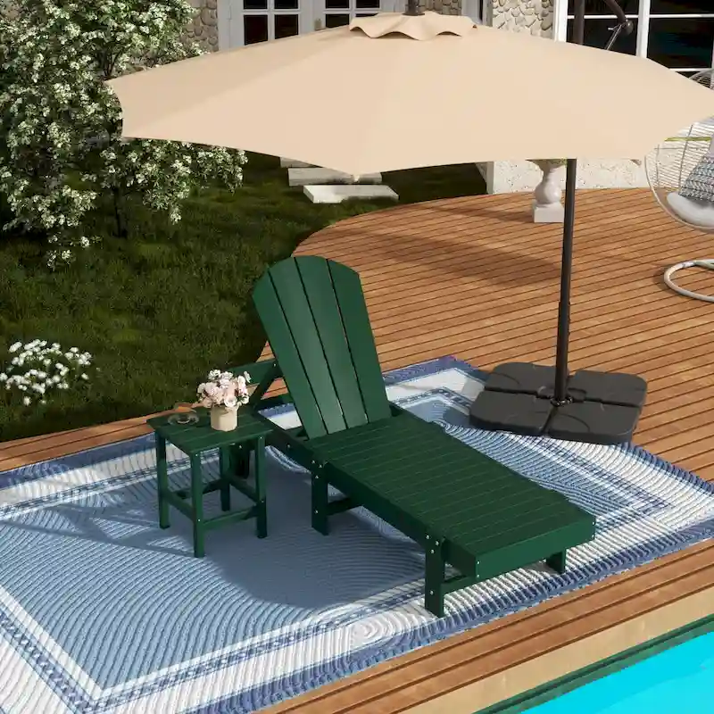 Polytrends Laguna Hdpe All Weather Outdoor Patio Pool Reclining Armless Chaise Lounge (2-Piece Set)