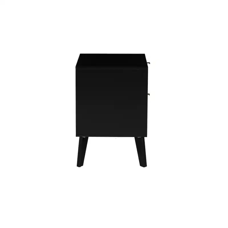 Powell Chancery Black and Cane Cane 2 Drawer Nightstand