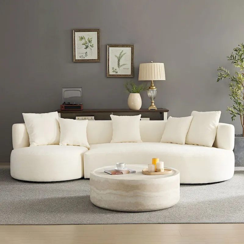 Modern 2 in 1 Sectional Curved Rotatable Sofa Couch, Swivel 360 Comfy 4-Seat Upholstered Sofa