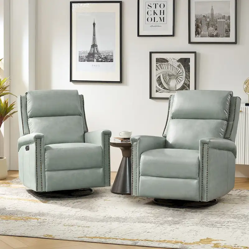 Tobias Traditional Swivel And Rocker Power Recliner Set of 2 by HULALA HOME