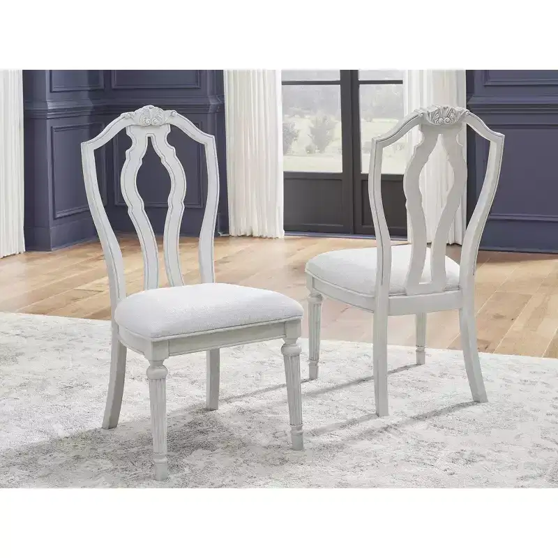 Signature Design by Ashley Montelaine Upholstered Dining Chairs - Vintage-Inspired Antique White (Set of 2)