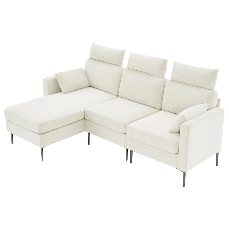 89 Chenille Sectional Sofa Couch With Extra Wide Chaise For Livingroom