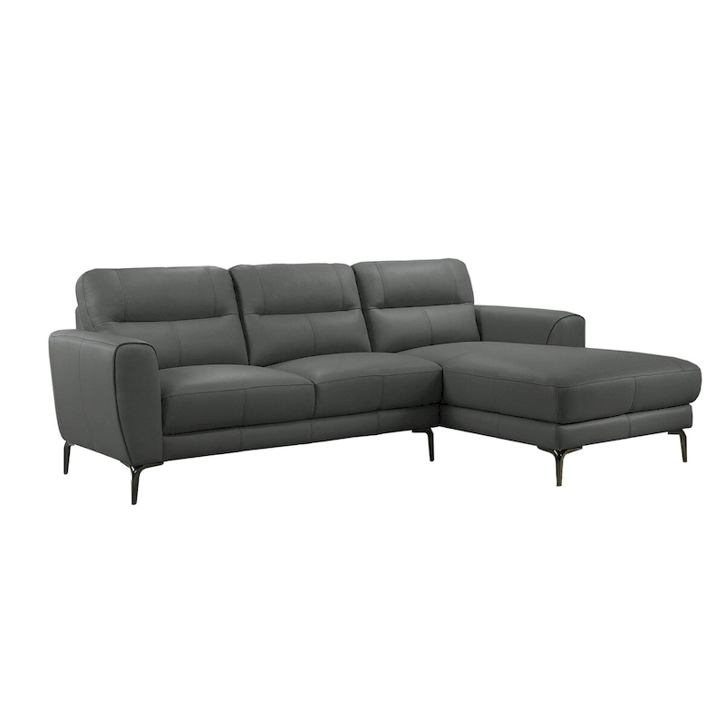 2 Piece Faux Leather Sectional Set with Metal Legs