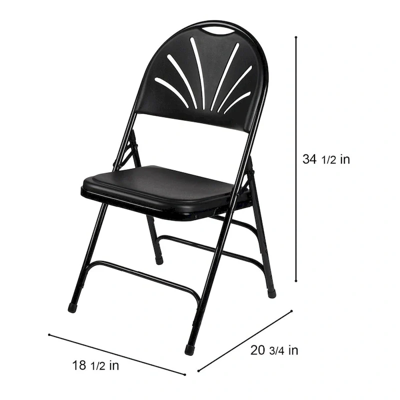 Hampden Furnishings Lusitano Collection Fan Back Folding Chair, Pack of 4