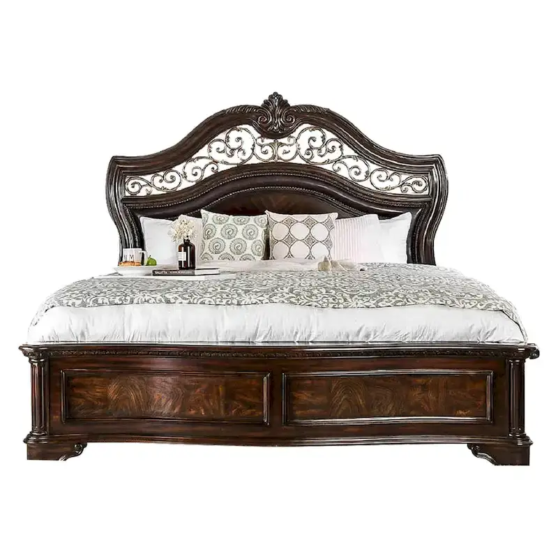 Wooden Bed in Brown Cherry